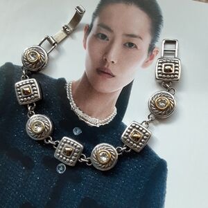 BRIGHTON LINK TWO TONE REVERSIBLE CRYSTAL BRACELET